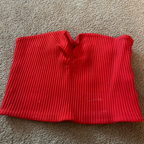 Wilfred Aritzia Red Strapless Crop Top XS - Picture 2 of 5